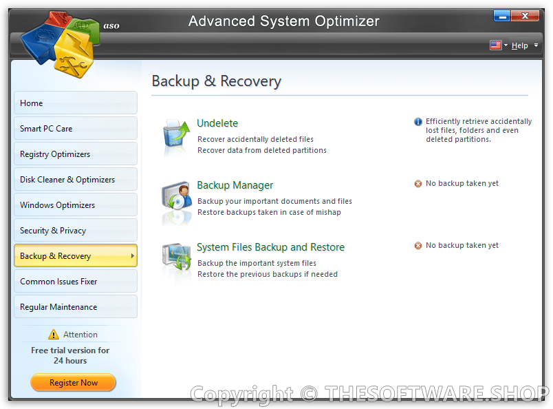 Systweak Advanced System Optimizer - Backup & Recovery