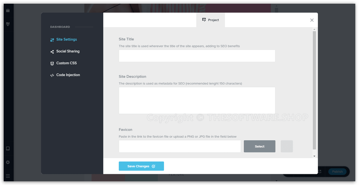 Brizy Cloud Builder - Site Settings