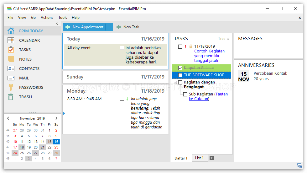 essentialpim install dictionary