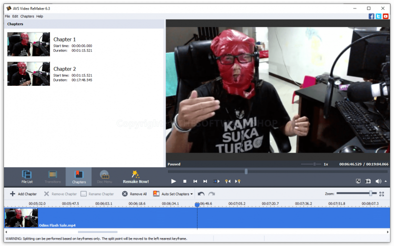 avs video editor video clip off screen