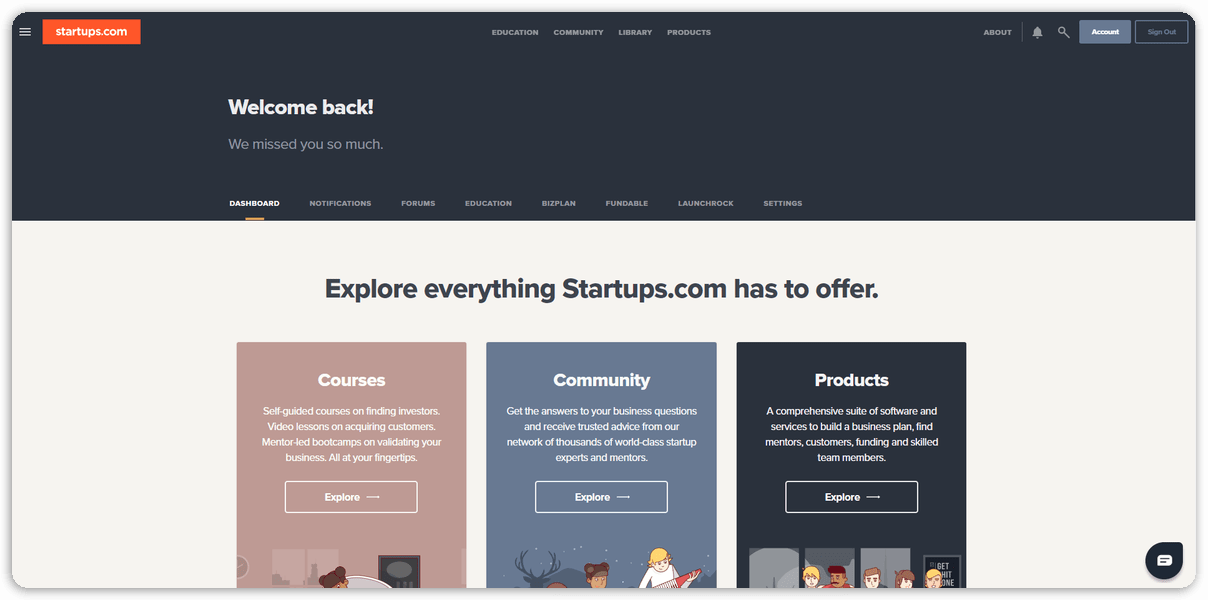 Startups Unlimited - Dasboard