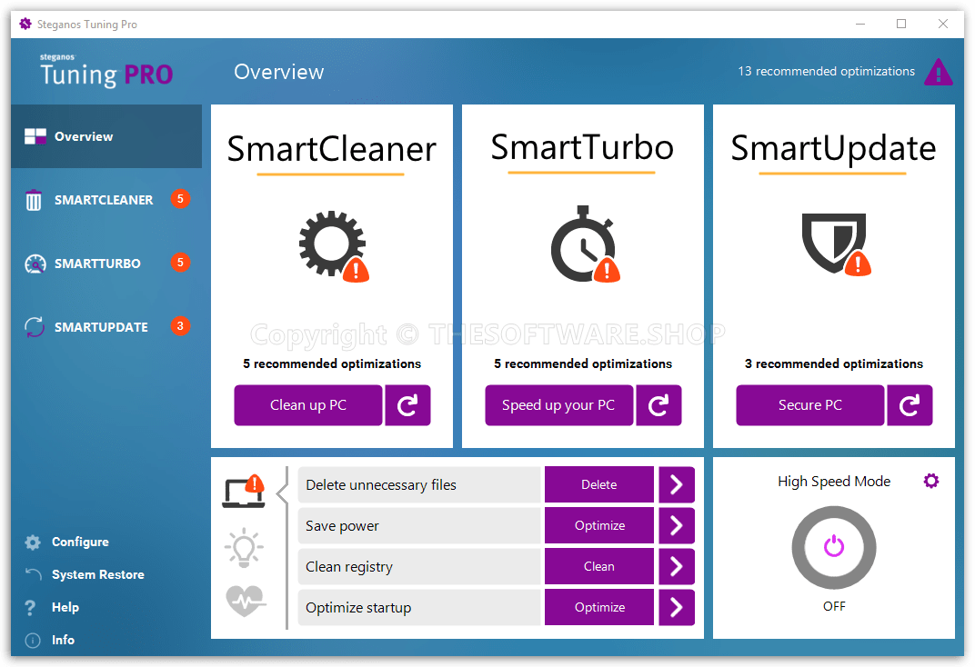 Steganos Tuning PRO Overview