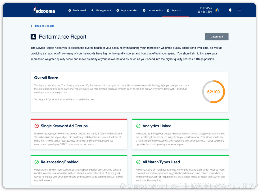 Adzooma Mission Control Reporting Suite - Performance Report