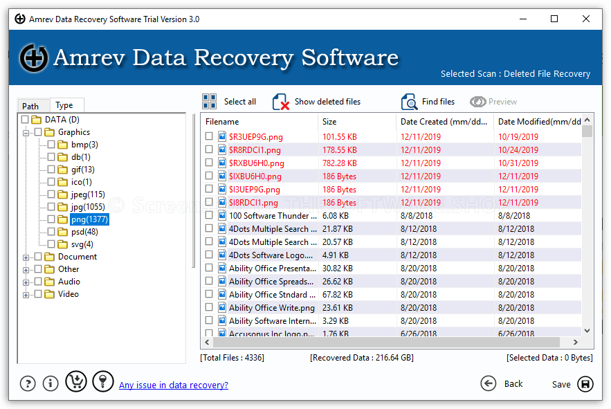 Amrev Data Recovery Software - Result