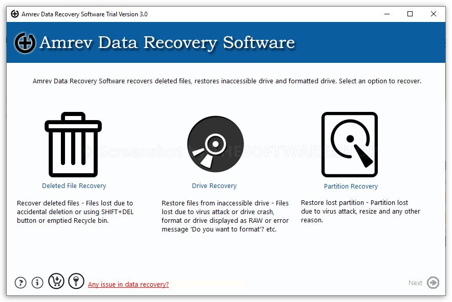 Amrev Data Recovery Software Screenshot