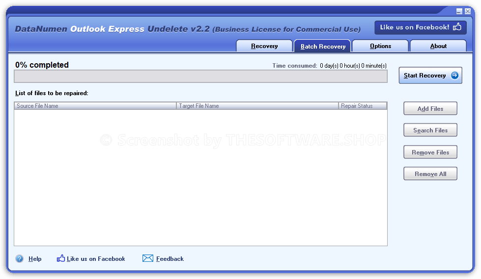 DataNumen Outlook Express Undelete - BAtch Recovery