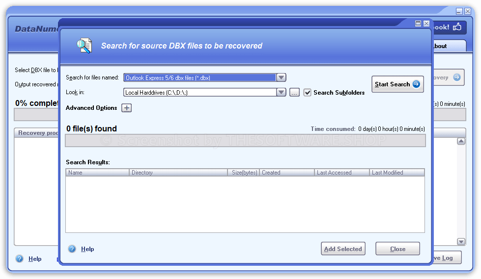 DataNumen Outlook Express Undelete - Search DBX Files