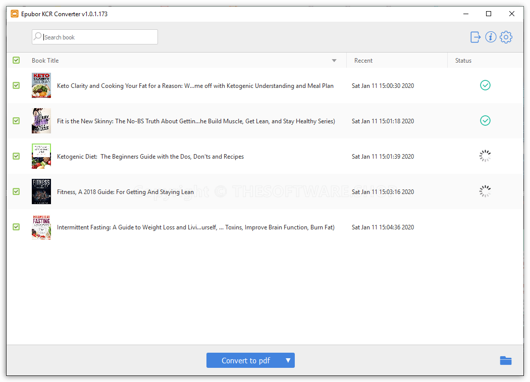 Epubor KCR Converter - Converterd & Converting