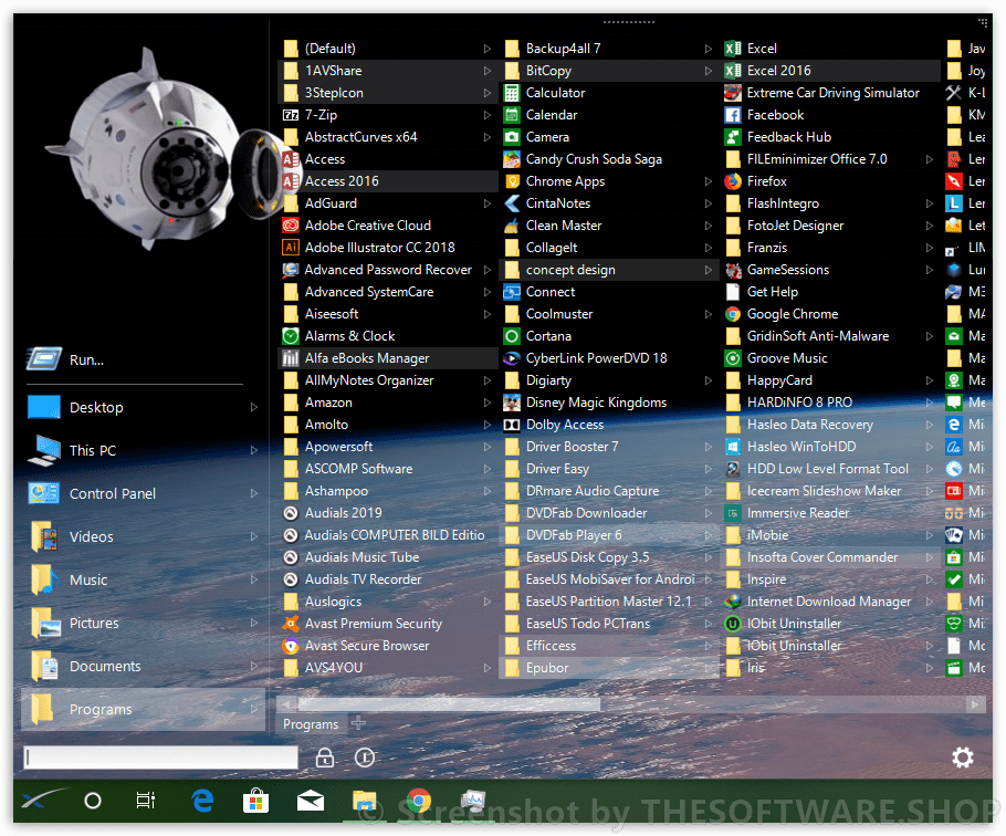 Start Menu X PRO SpaceX Edition Screemshot