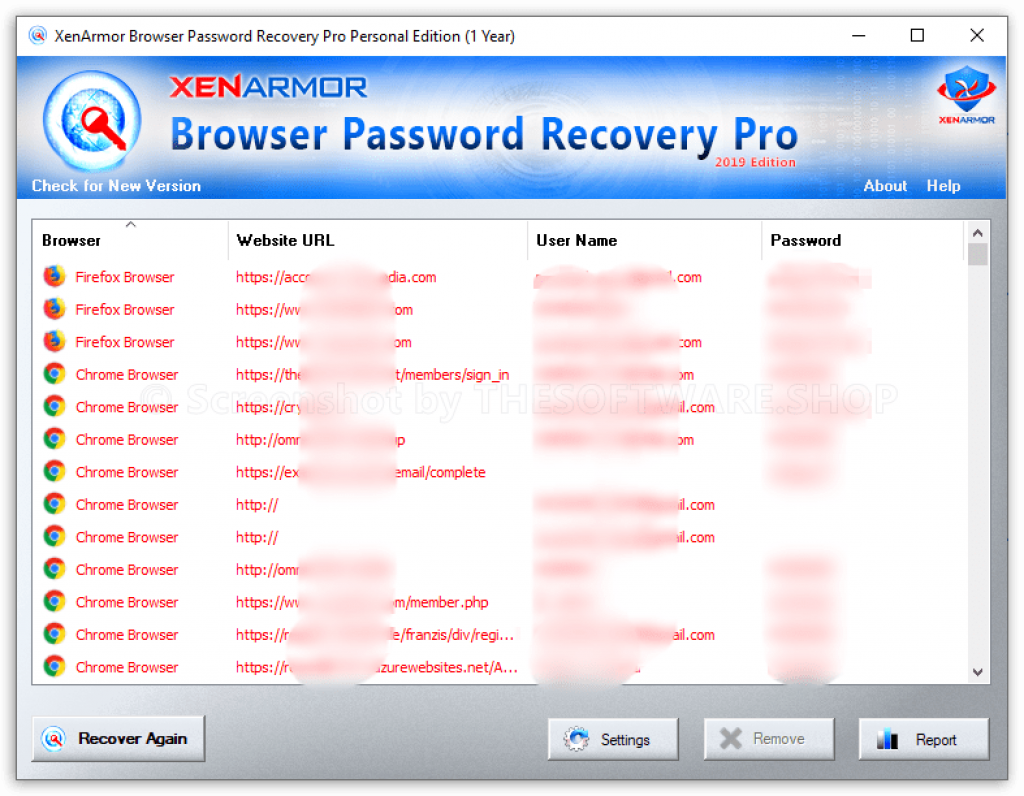 XenArmor Browser Password Recovery Pro Screenshot