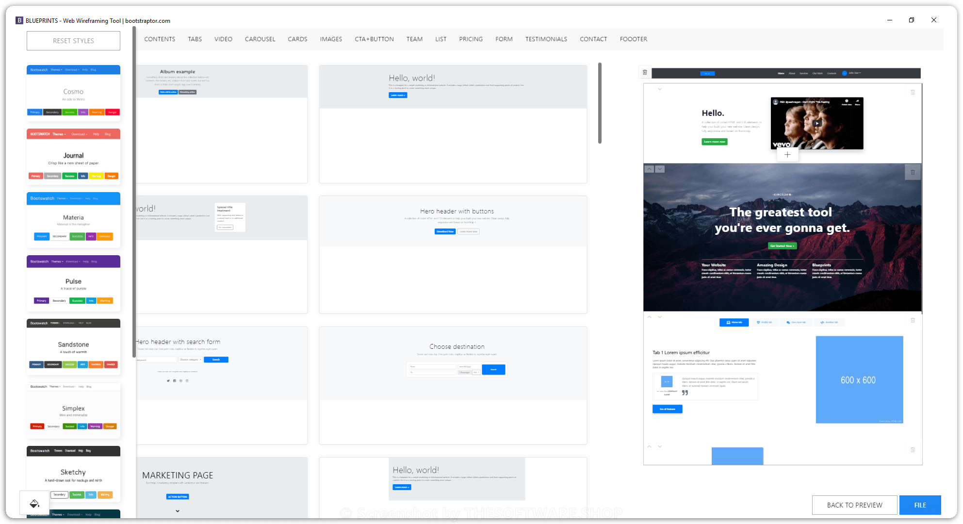 Blueprints Website Builder - Web Wireframing Tool - bootstraptor-com Screenshot