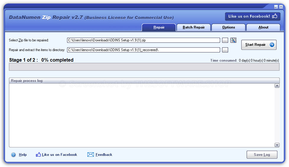 Datanumen ZIP Repair Screenshot