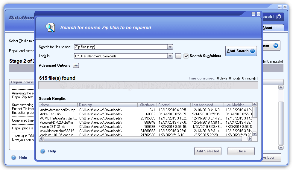 Datanumen ZIP Repair Search