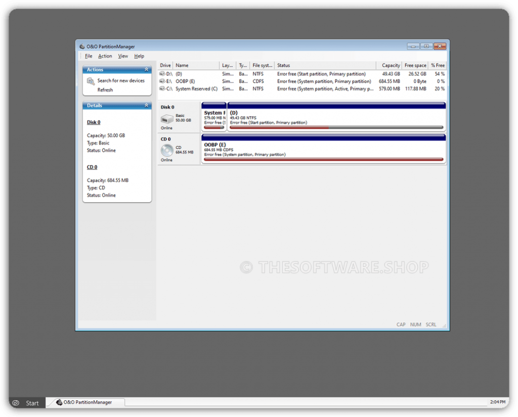 O&O BlueCon Partition Manager