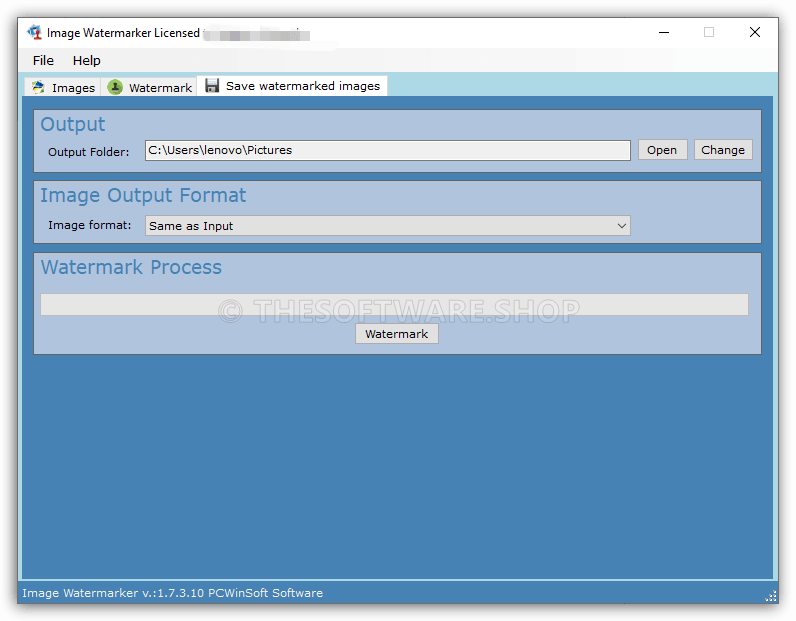 PCWinsoft Image Watermarker - Save Watermarked Images