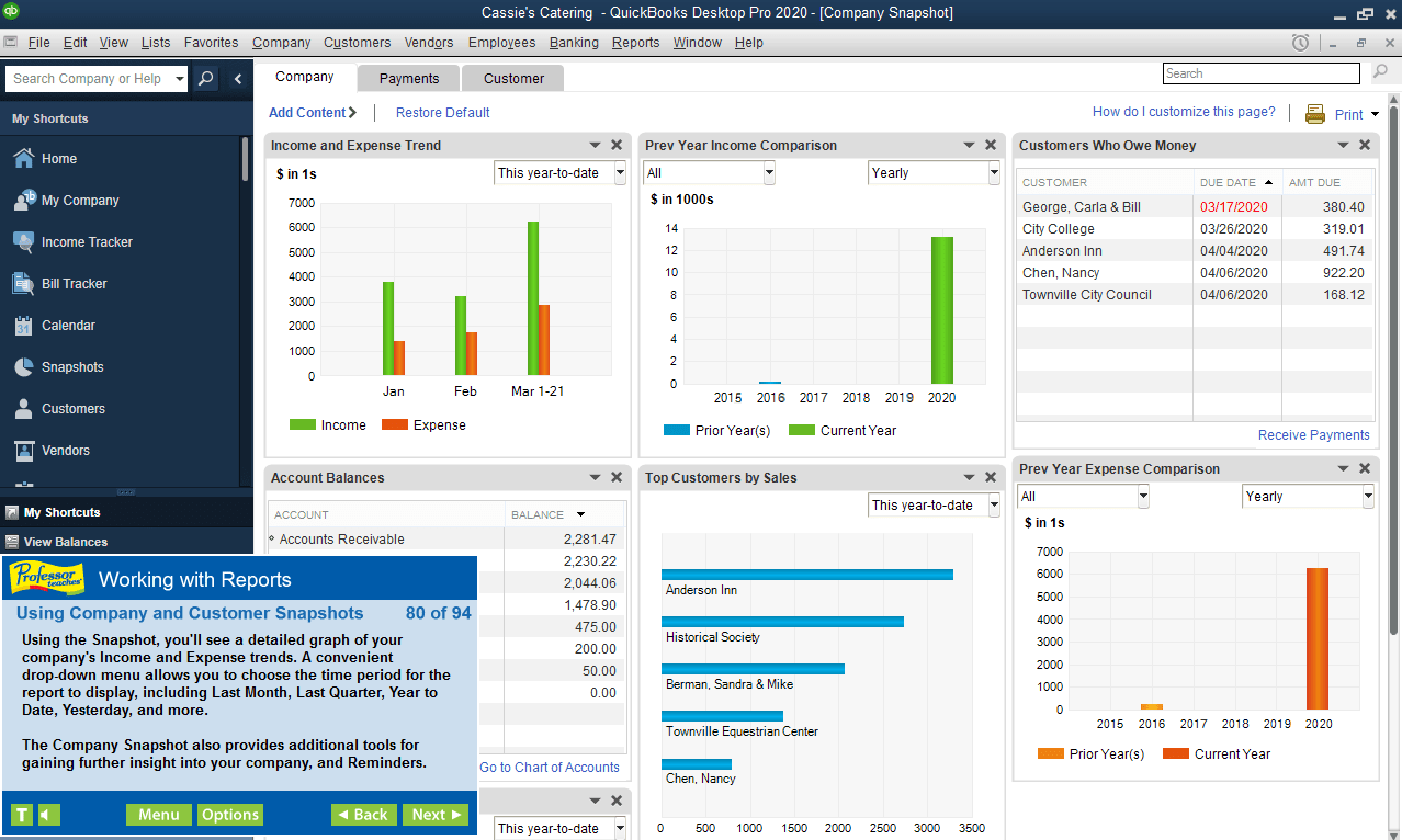 Professor Teaches QuickBooks 2020 Interactive Screenshot