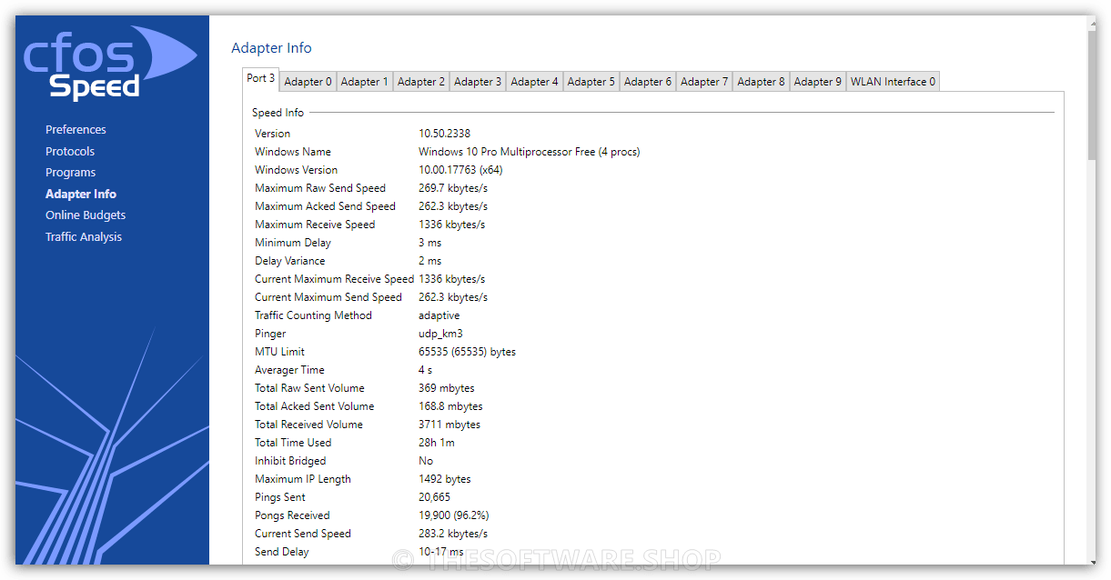 cFosSpeed - Adapter Info