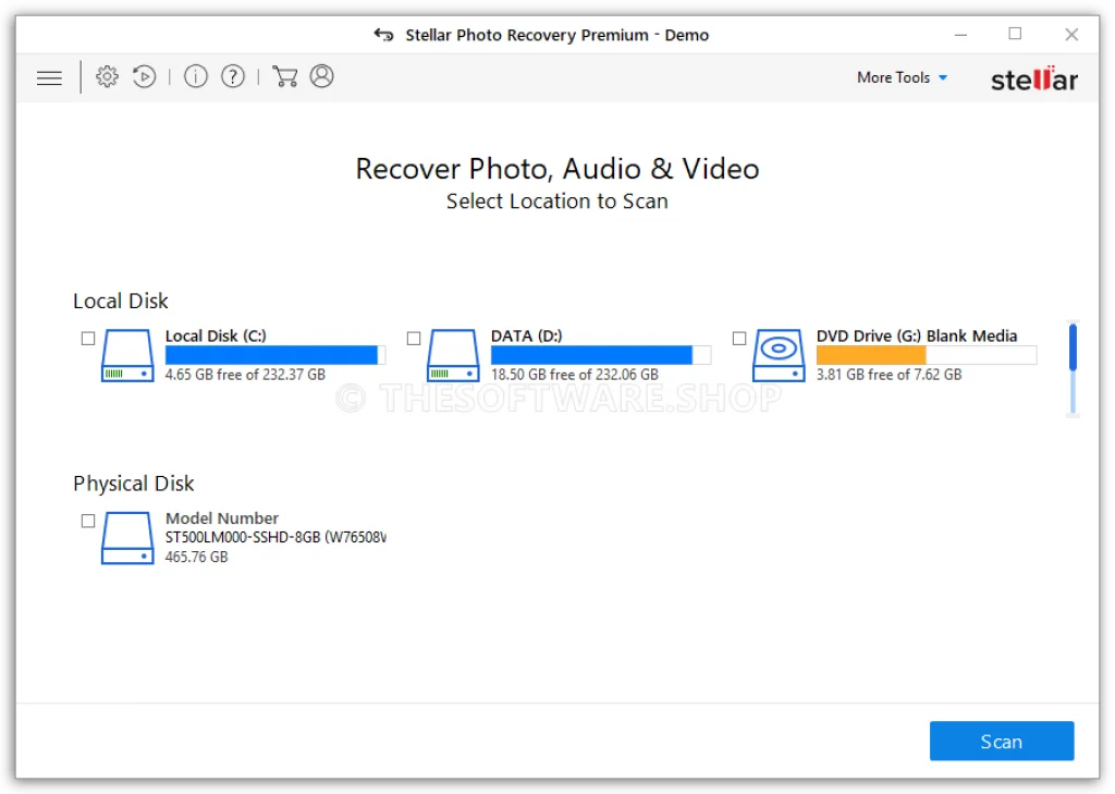 Stellar Photo Recovery Screenshot Main Interface