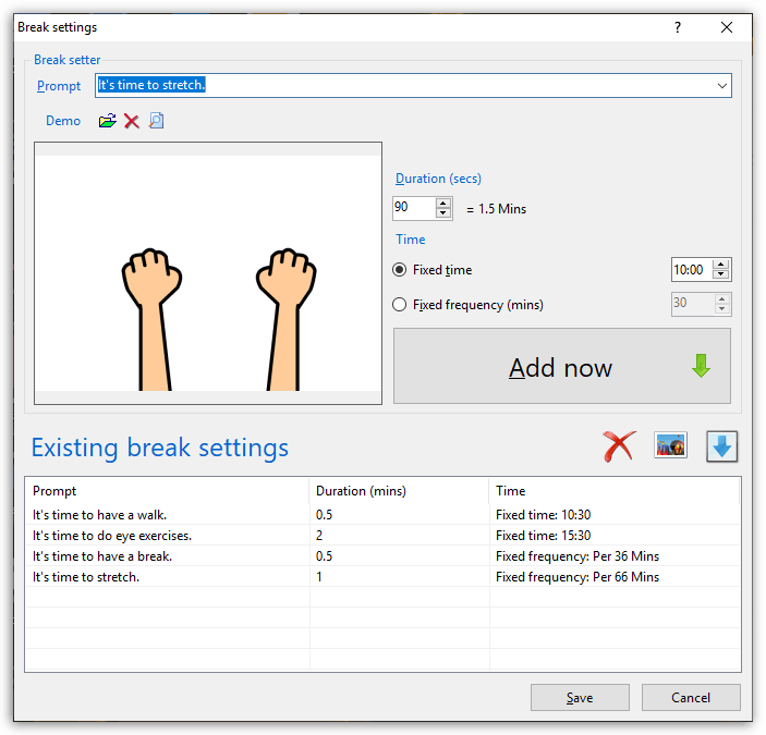 Trisun PC WorkBreak Break settings Screenshot