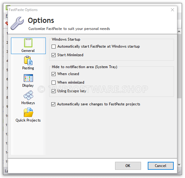 Dextronet FastPaste - Options