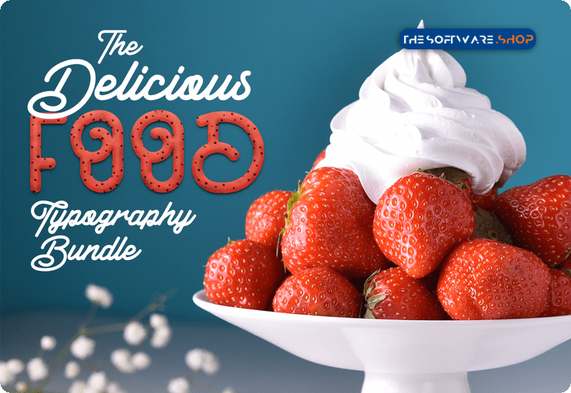 98% Off + 10% Off Coupon on The Delicious Food Typography Bundle: 141 Delicious Food Fonts Across 33 Font Families.