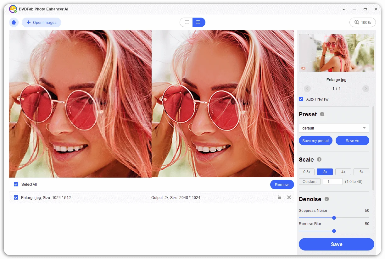 DVDFab Photo Enhancer AI - Customize