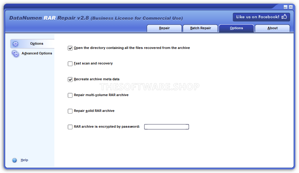 DataNumen RAR Repair - Options