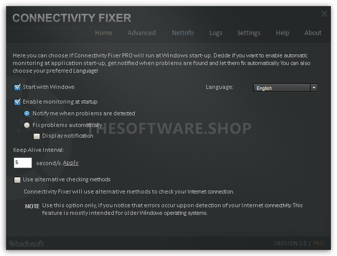 Settings Screenshot