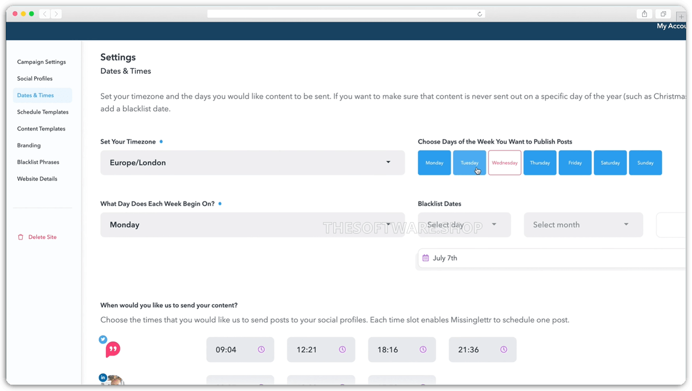 Date & Times Settings