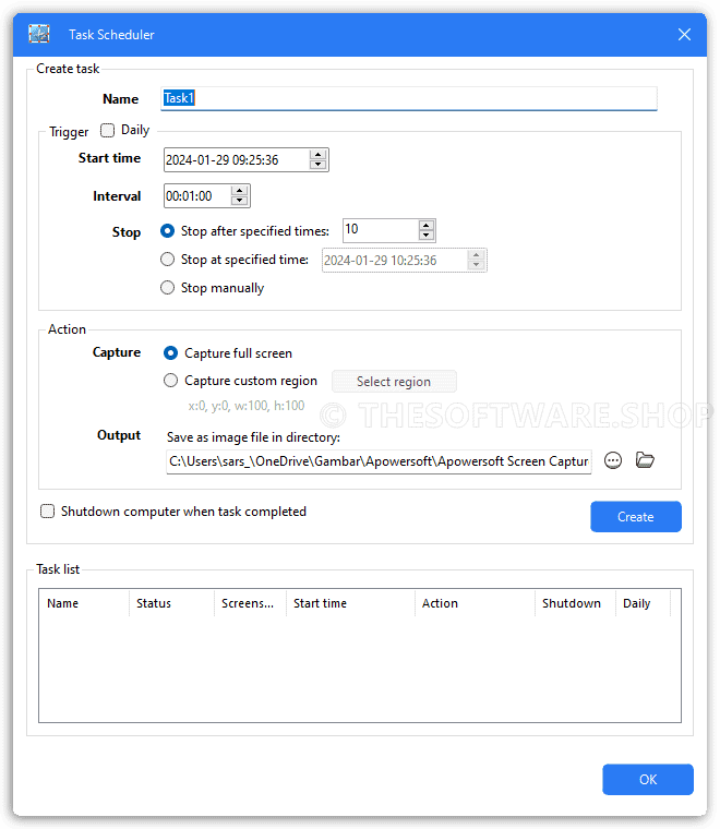 Apowersoft Screen Capture Pro - Task Scheduler