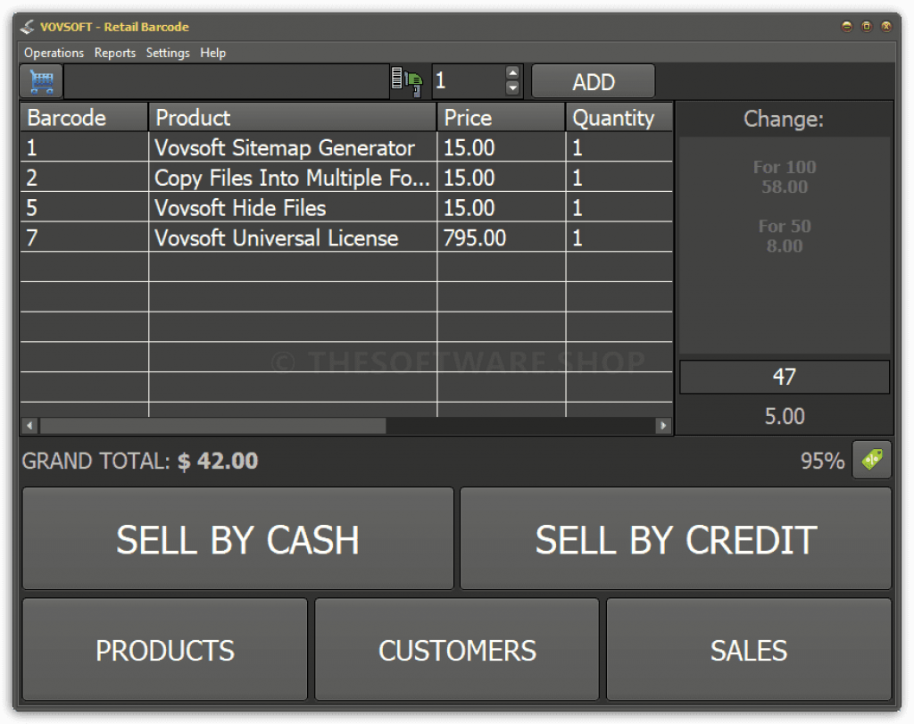 VOVSOFT Retail Barcode Main Interface