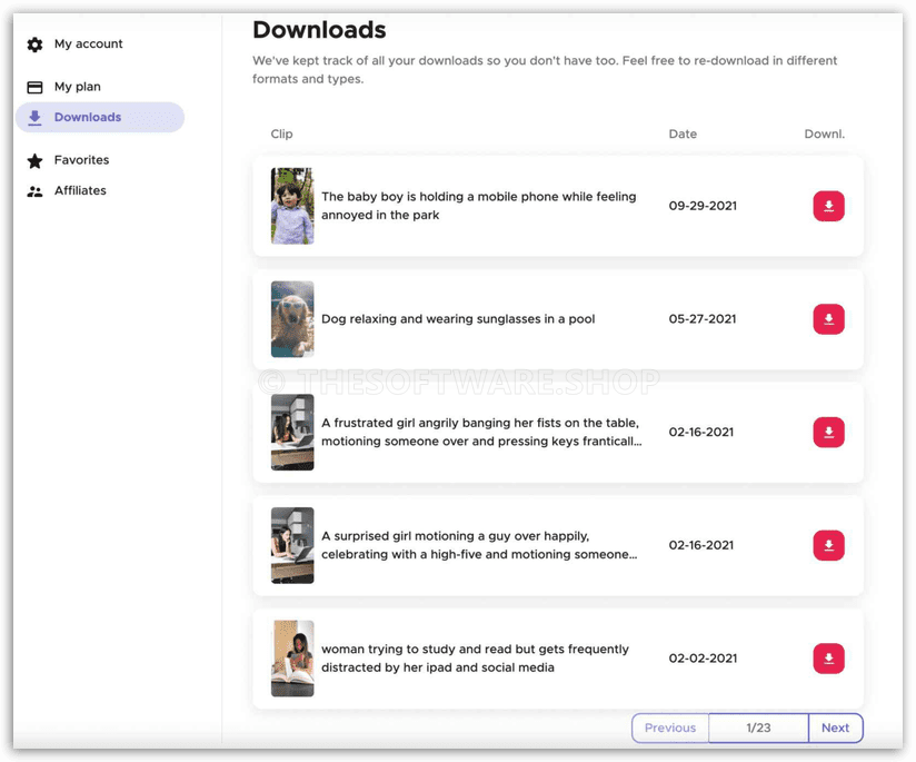 Gifing Manage downloads