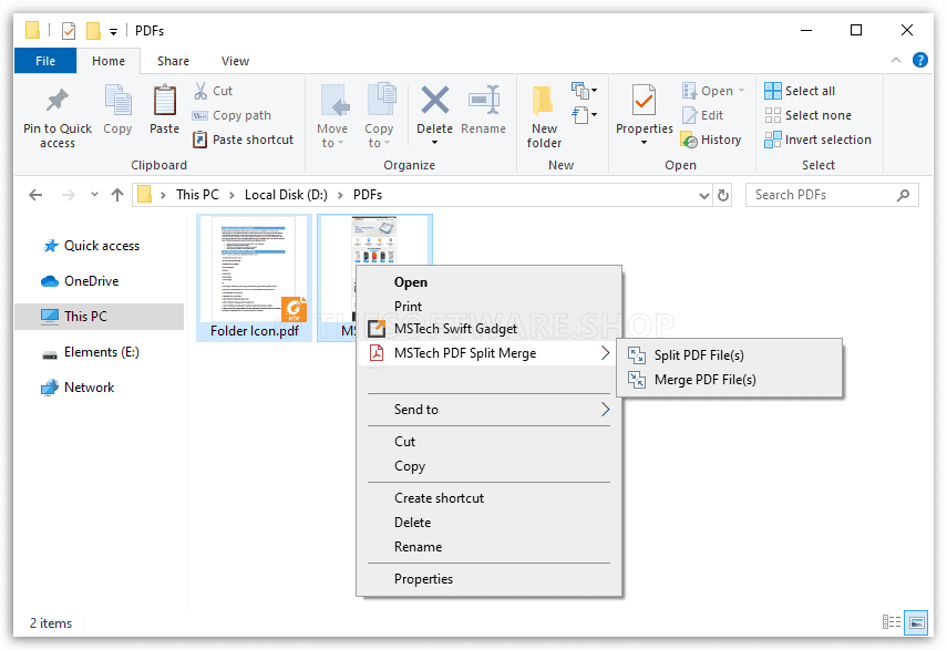 MG PDF Split Merge - File Explorer Integration