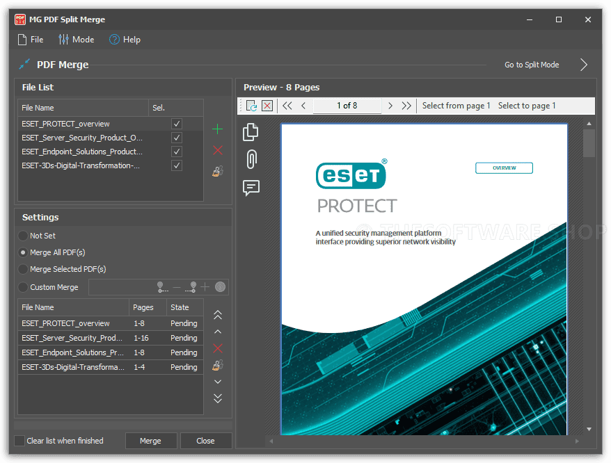 MG PDF Split Merge - Merge Tool