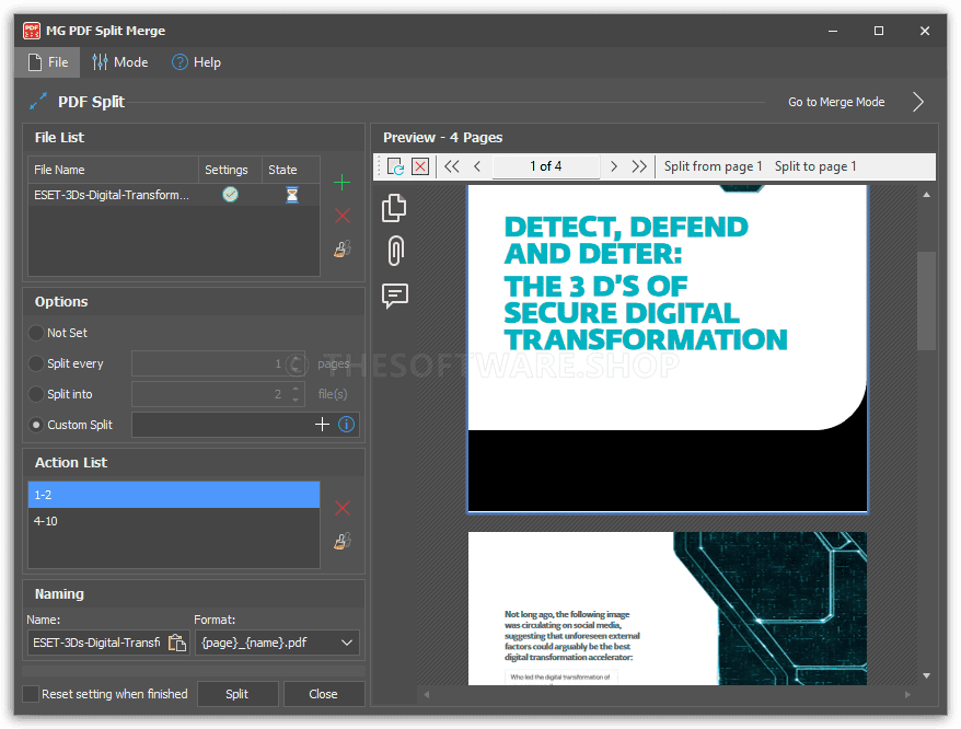 MG PDF Split Merge - Split Tool