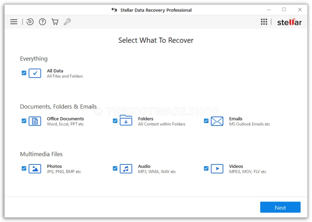 Stellar Data Recovery Professional Screenshot - Recover from
