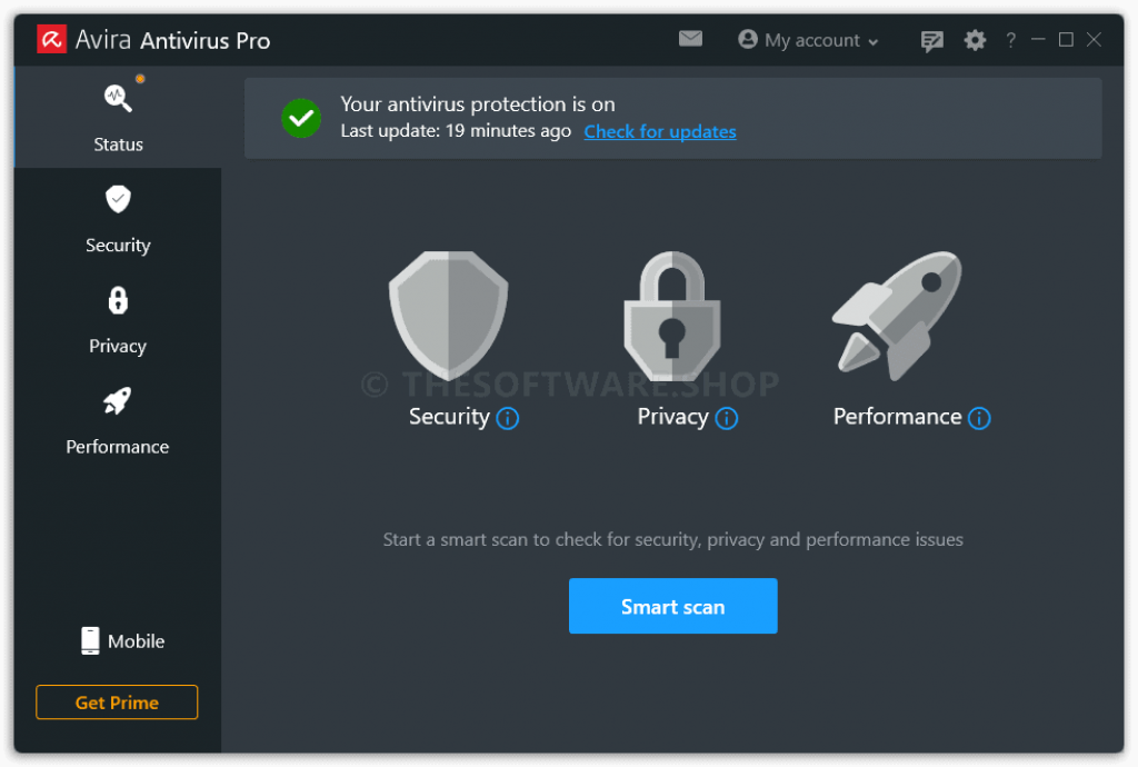 Avira Antivirus Pro - Screenshot Dark Theme