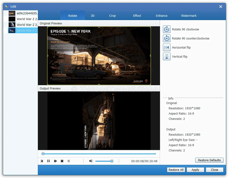 Tipard Video Enhancer - Rotate