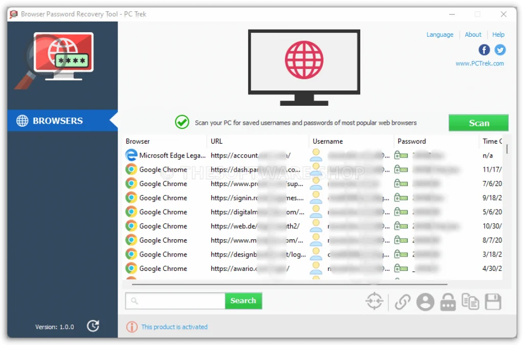 Browser Password Recovery Tool - Screenshot