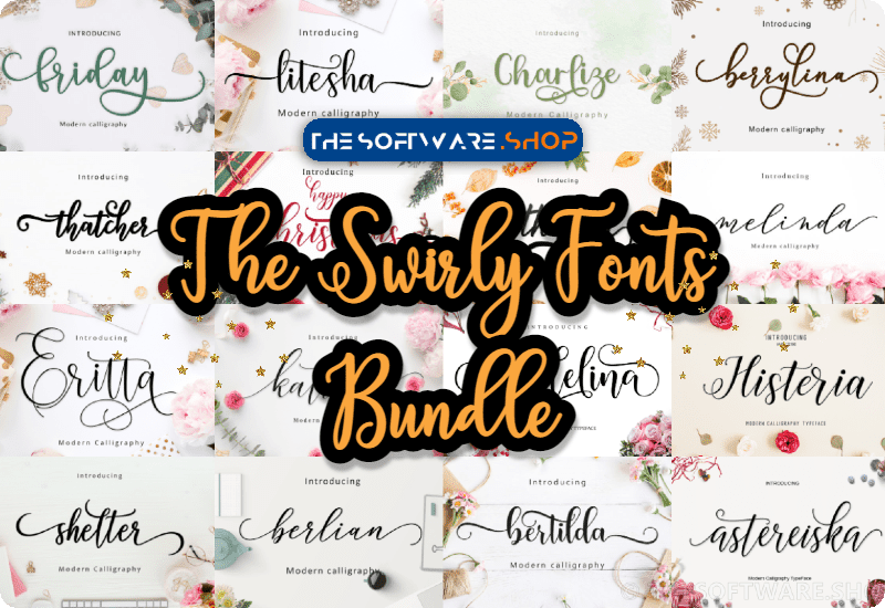 99% Off – The Swirly Fonts Bundle: Commercial License | 60 Premium Fonts & 9 Premium Graphics by Amarlettering – for Windows & Mac OS X