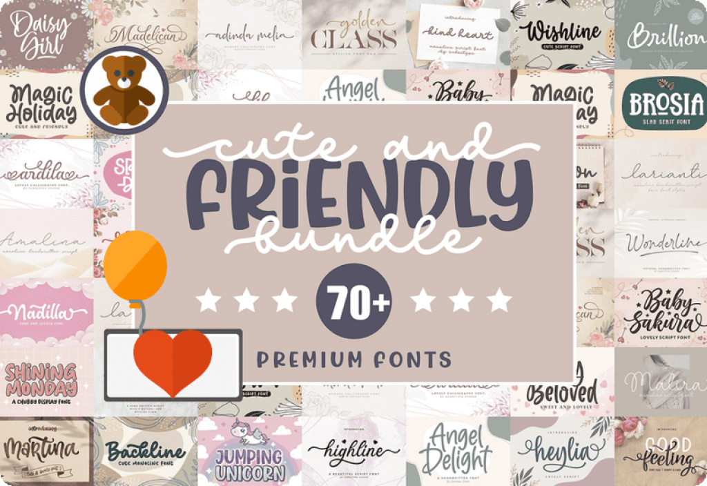 Cute and Friendly Fonts Bundle Dsicount Sale Giveaway