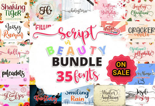 Script in Beauty Font Bundle Discount Sale