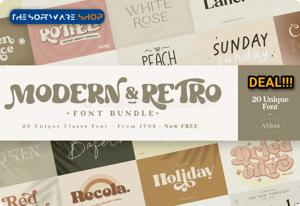 Creative Fabrica Modern & Retro Font Bundle Discount Sale