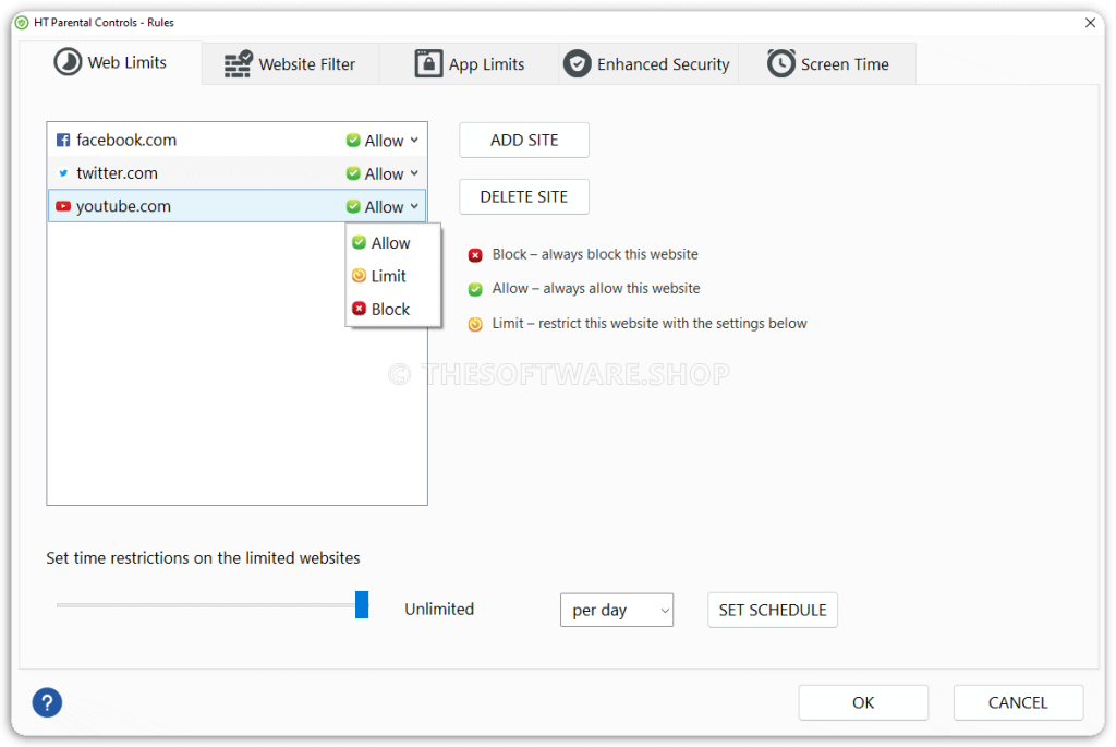 HT Parental Controls - Web Limits Rules