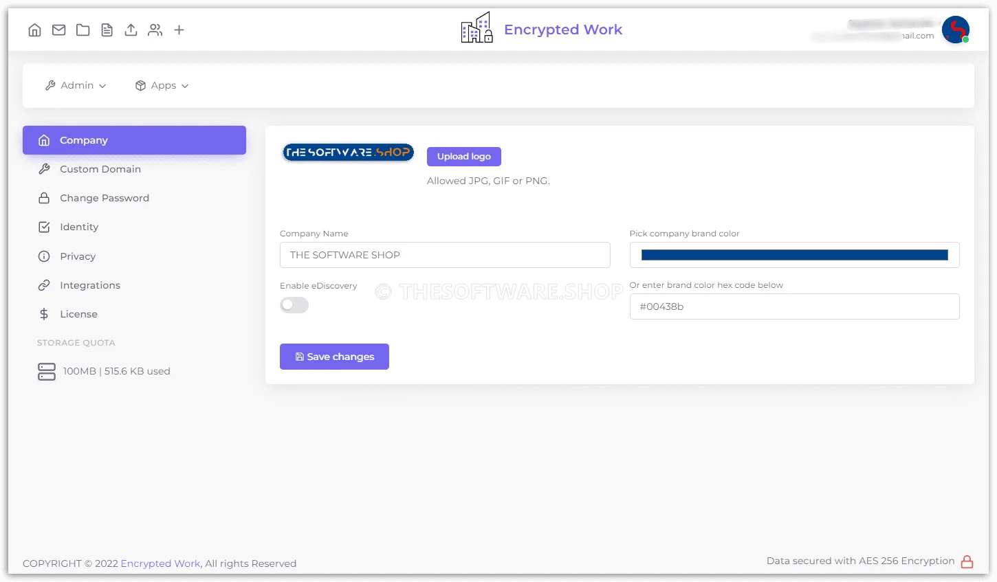Encrypted Work - Settings