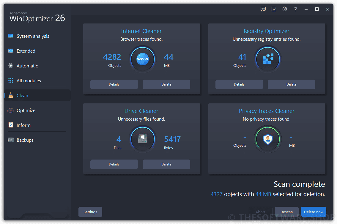 Ashampoo WinOptimizer 26 - Clean