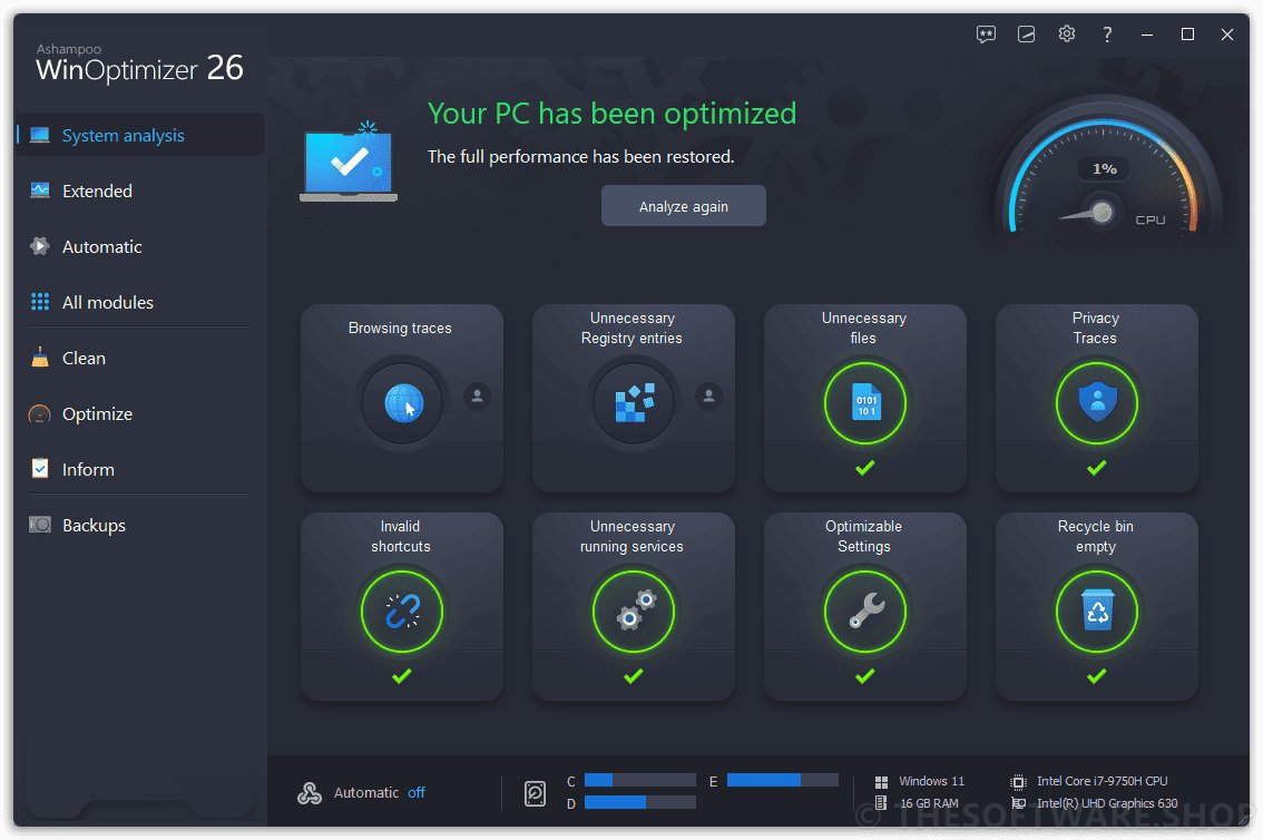 Ashampoo WinOptimizer 26 - Optimized