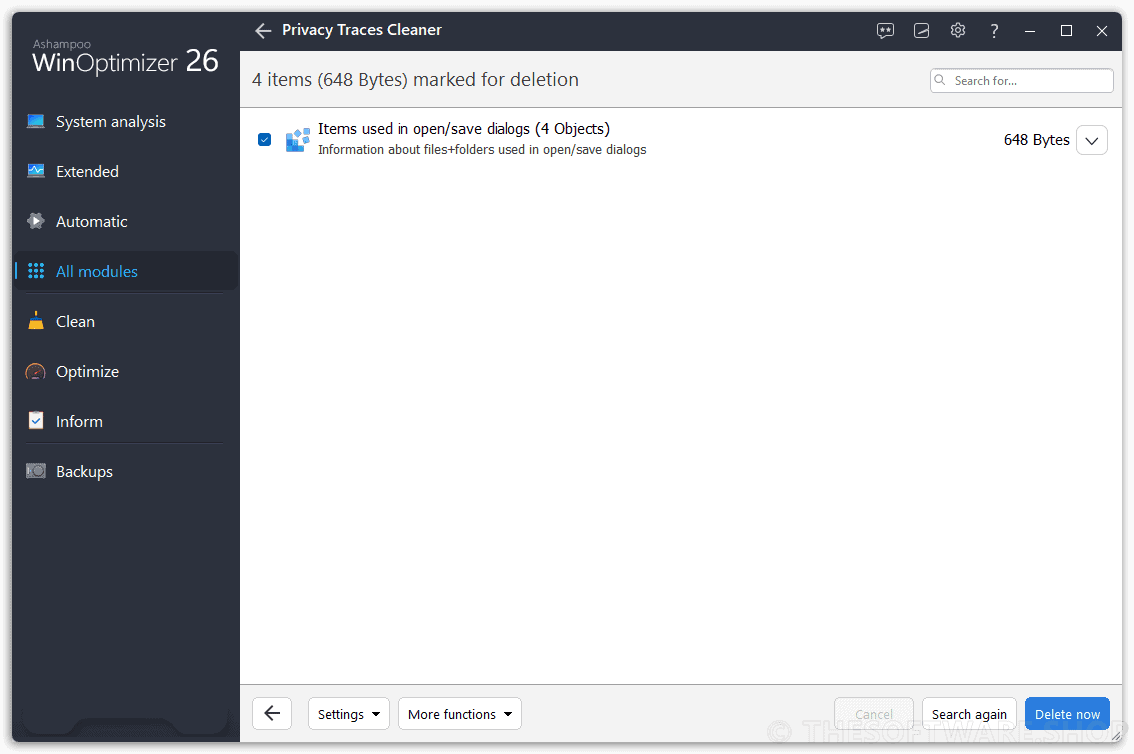 Ashampoo WinOptimizer 26 - Privacy Traces Cleaner