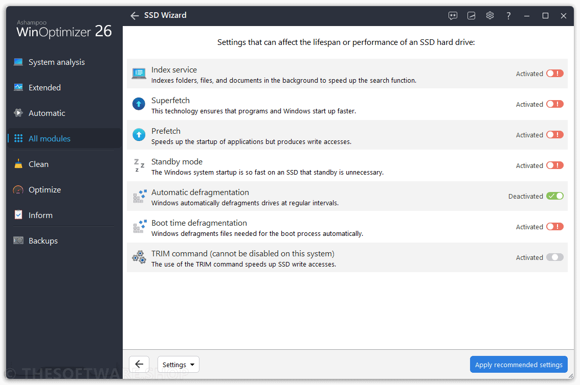 Ashampoo WinOptimizer 26 - SSD Wizard