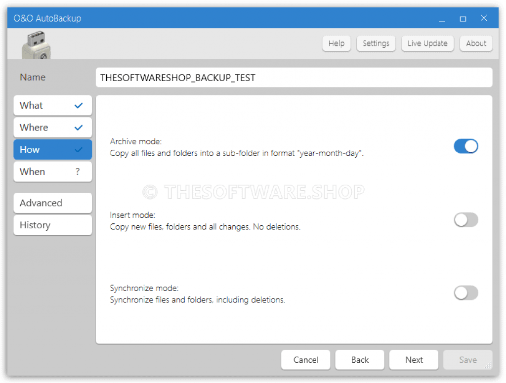 O&O AutoBackup 6 Pro Screenshot - How